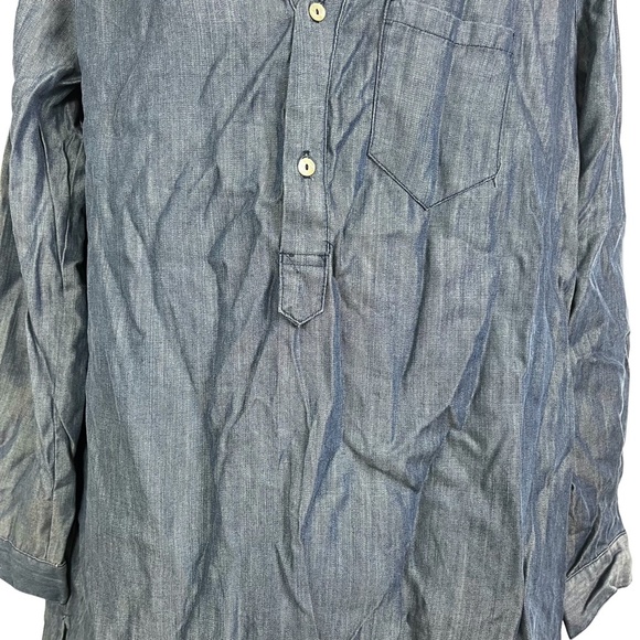 HONEY PUNCH Denim Chambray Long Sleeve Shirt Style Tunic V-Neck Dress sz Small S - Picture 3 of 16